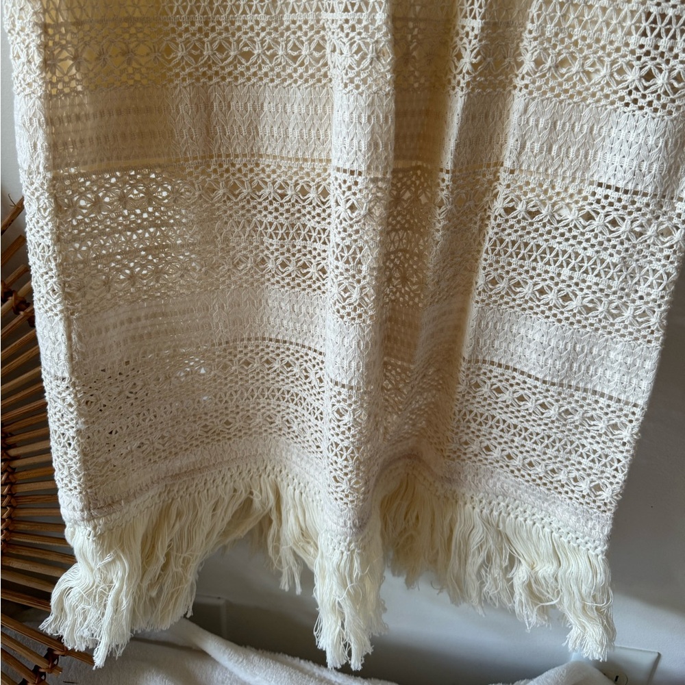 NWT- London Times Crochet Sleeveless Sheath Dress in Natural with Fringe Hem 6 - Picture 10 of 13